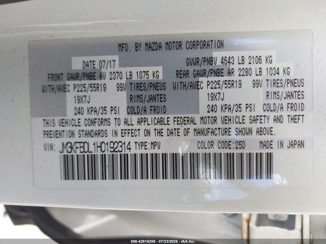 Mazda py 2017 JM3KFBDL1H0192314 Image 9