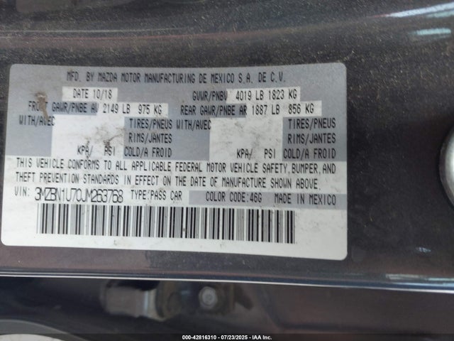 3MZBN1U70JM263768 Mazda pe