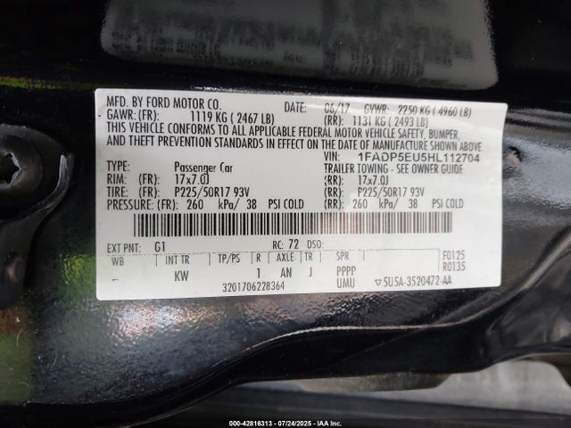 1FADP5EU5HL112704 Ford 2.0l atk ivct hev
