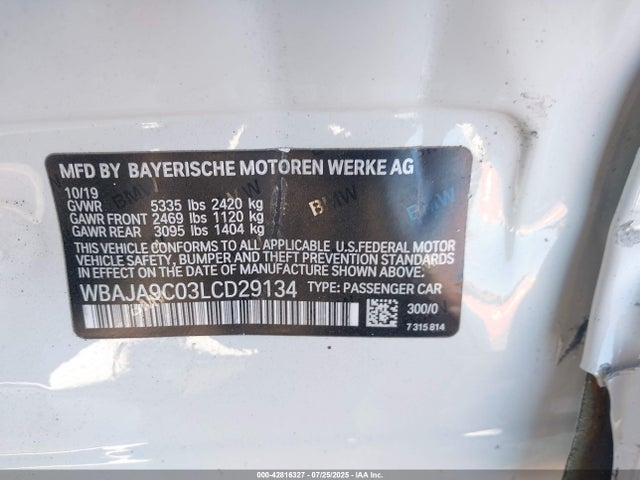 WBAJA9C03LCD29134 BMW 2020