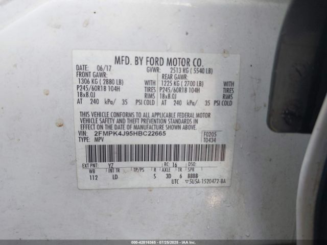 2017 FORD EDGE 2FMPK4J95HBC22665 Photo 8