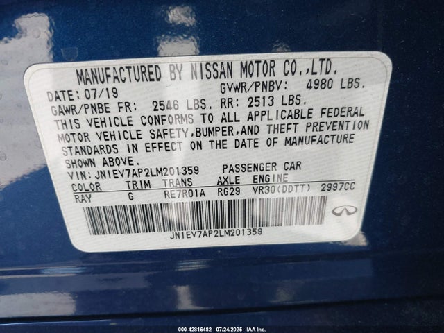 JN1EV7AP2LM201359 Infiniti Q50