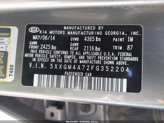 5XXGM4A72FG352204 KIA dohc gdi theta ii