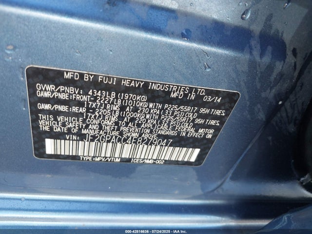 JF2GPACC4E8279047 Subaru 2.0l na