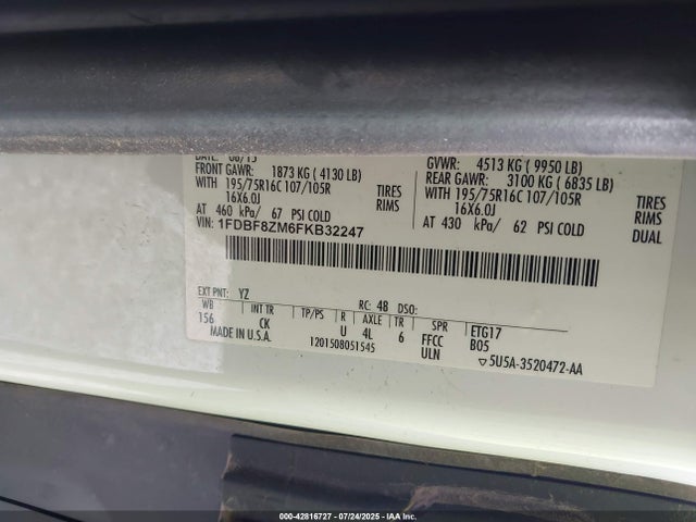 Ford 2015 2015 1FDBF8ZM6FKB32247 Image 8