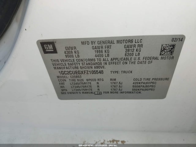 1GC2CUEGXFZ105548 Chevrolet l96
