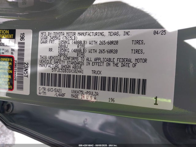 5TFJC5DB3SX102441 Toyota v35a-fts