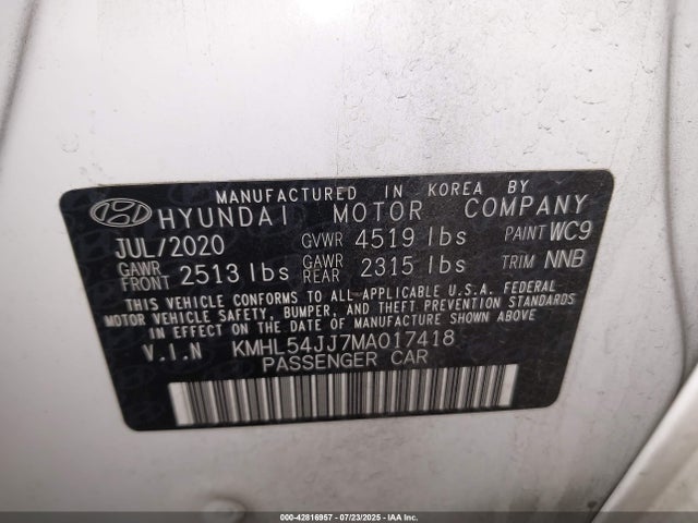 KMHL54JJ7MA017418 Hyundai gdi nu pe + hev