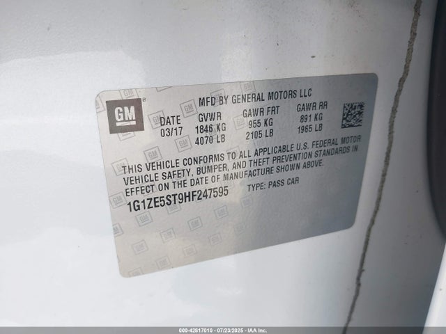1G1ZE5ST9HF247595 Chevrolet lfv - di: direct injection, vvt: variable valve timing, gen 1