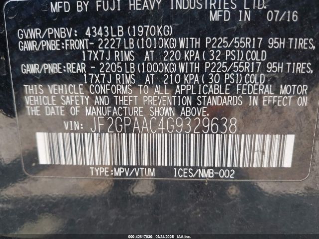 2016 SUBARU CROSSTREK JF2GPAAC4G9329638 Photo 8