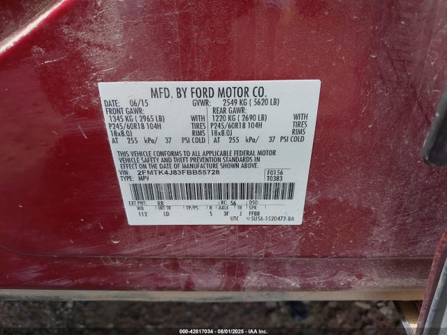 Ford Edge 2015 2FMTK4J83FBB55728 Image 9