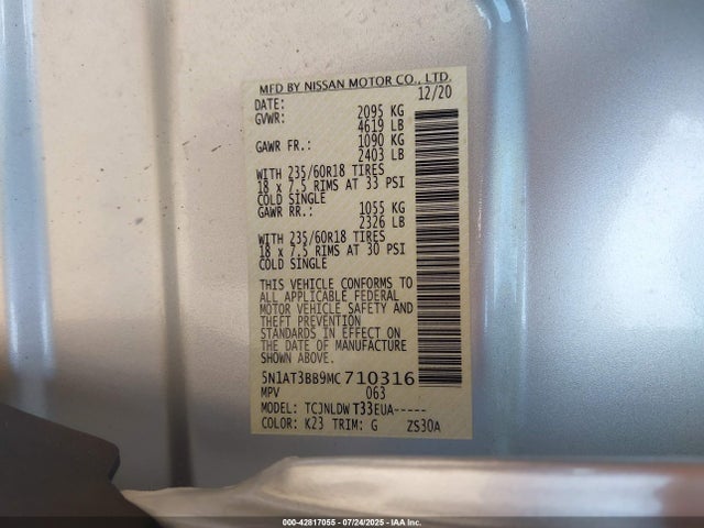Nissan Rogue 2021 5N1AT3BB9MC710316 Image 9