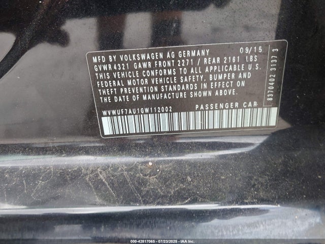 WVWUF7AU1GW112002 Volkswagen 2.0t