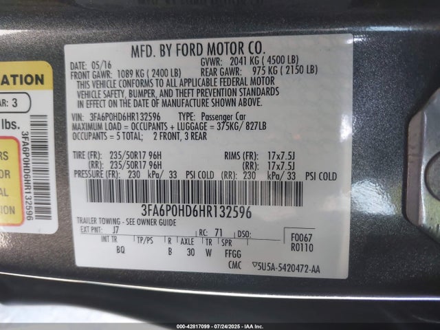 Ford 2017 2017 3FA6P0HD6HR132596 Image 9