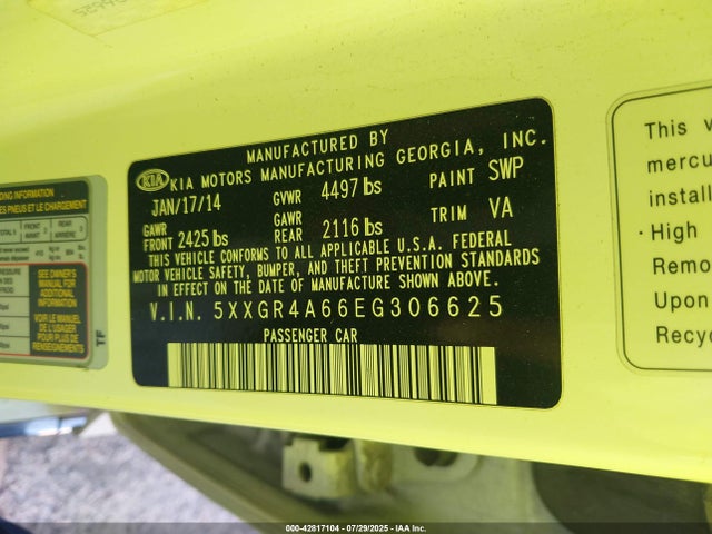 5XXGR4A66EG306625 KIA dohc t-gdi theta-ii