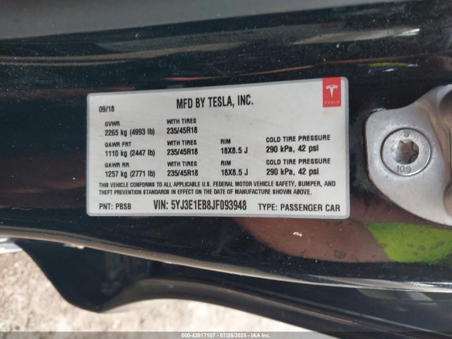 2018 TESLA MODEL 3 5YJ3E1EB8JF093948 Photo 8