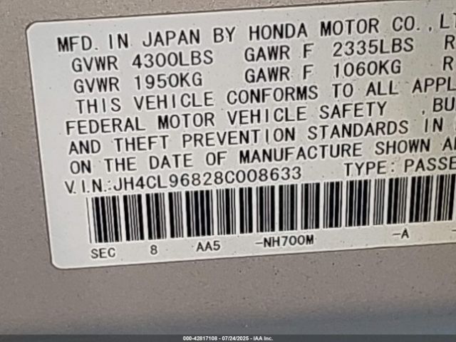 2008 ACURA TSX JH4CL96828C008633 Photo 8