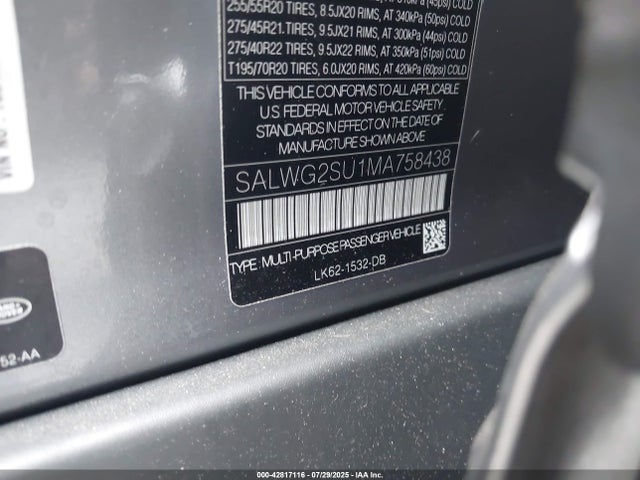 SALWG2SU1MA758438 Land Rover aj20p6