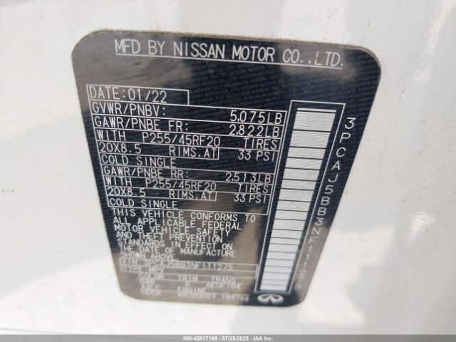 2022 INFINITI QX50 3PCAJ5BB3NF111275 Photo 8