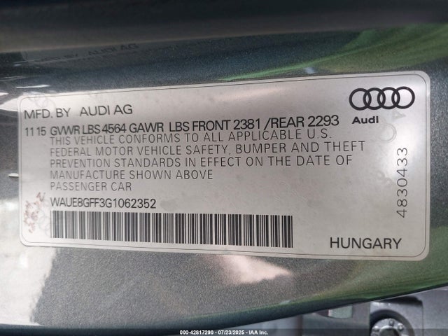 2016 AUDI A3 WAUE8GFF3G1062352 Photo 8