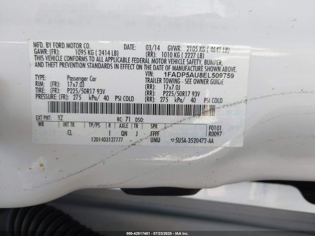 1FADP5AU8EL509759 Ford atk ivct hev