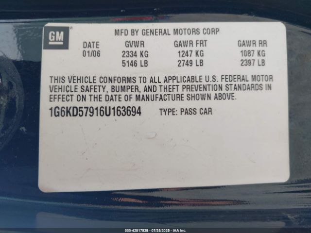 2006 CADILLAC DTS 1G6KD57916U163694 Photo 8