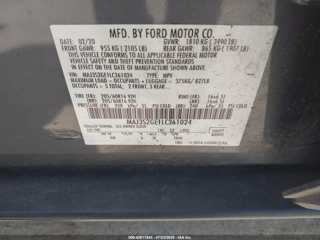 MAJ3S2GE1LC361024 Ford Ecosport