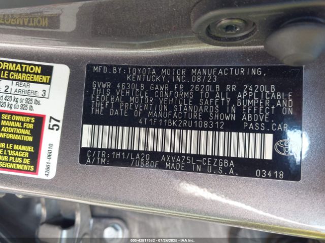 2024 TOYOTA CAMRY 4T1F11BK2RU108312 Photo 8