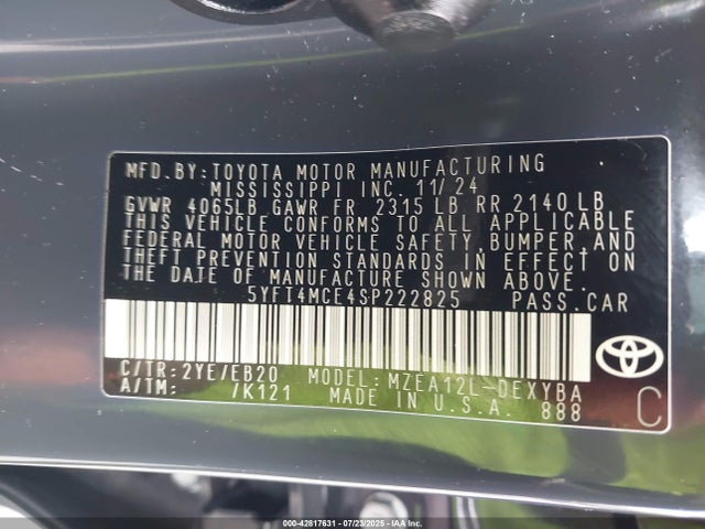 Toyota m20a-fks 2025 5YFT4MCE4SP222825 Image 9