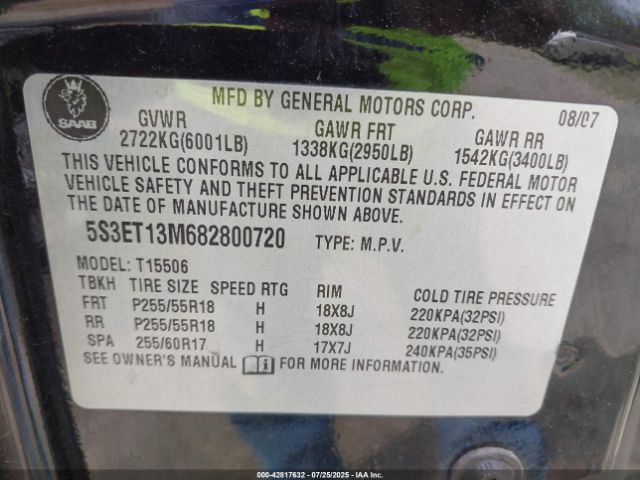 2008 SAAB 9-7X 5S3ET13M682800720 Photo 8