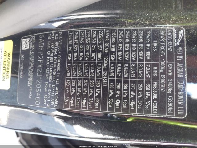 2018 JAGUAR E-PACE SADFP2FX2J1Z05460 Photo 8