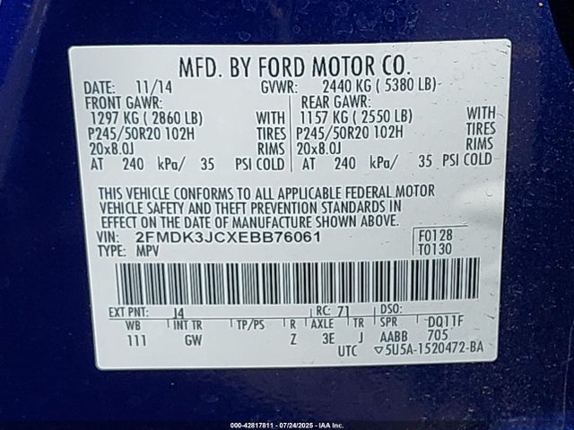 2FMDK3JCXEBB76061 Ford Edge