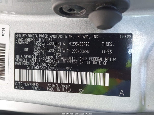 5TDDRKEC5NS121455 Toyota a25a-fxs, 5nm