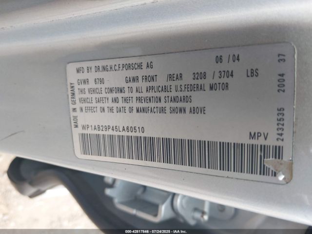 2005 PORSCHE CAYENNE WP1AB29P45LA60510 Photo 8