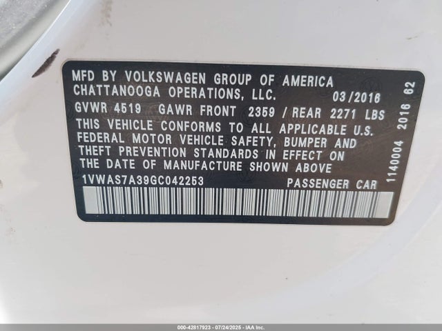 1VWAS7A39GC042253 Volkswagen 1.8t