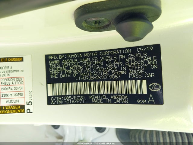 JTHU9JBH2K2019087 Lexus m20a-fxs, 3nm, 1mm
