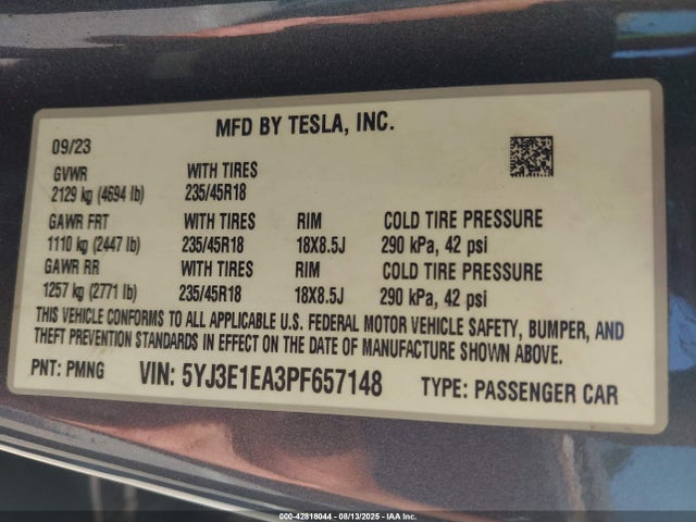 2023 TESLA MODEL 3 5YJ3E1EA3PF657148 Photo 8