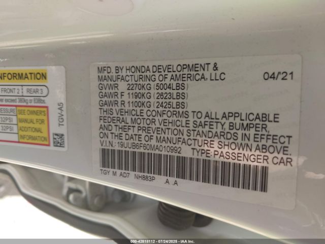 2021 ACURA TLX 19UUB6F60MA010992 Photo 8