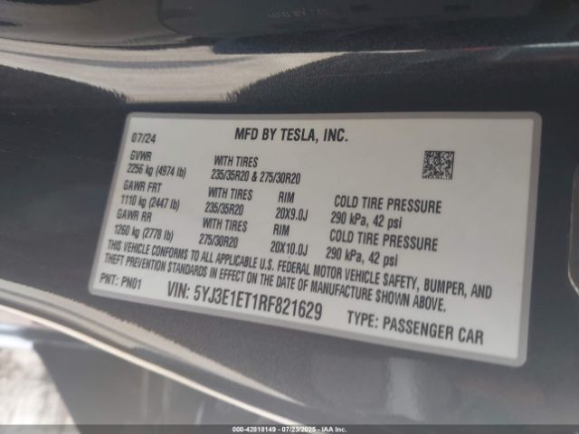 2024 TESLA MODEL 3 5YJ3E1ET1RF821629 Photo 8