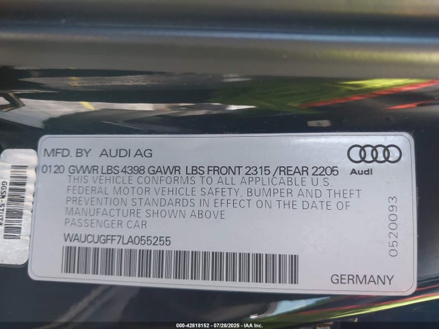 2020 AUDI A3 WAUCUGFF7LA055255 Photo 8
