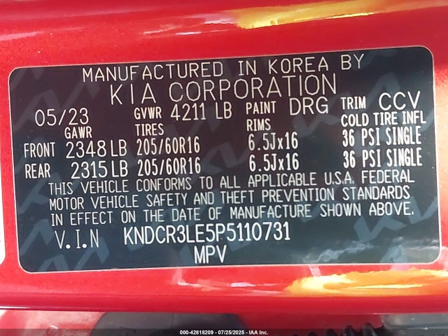 KNDCR3LE5P5110731 KIA gdi kappa pe
