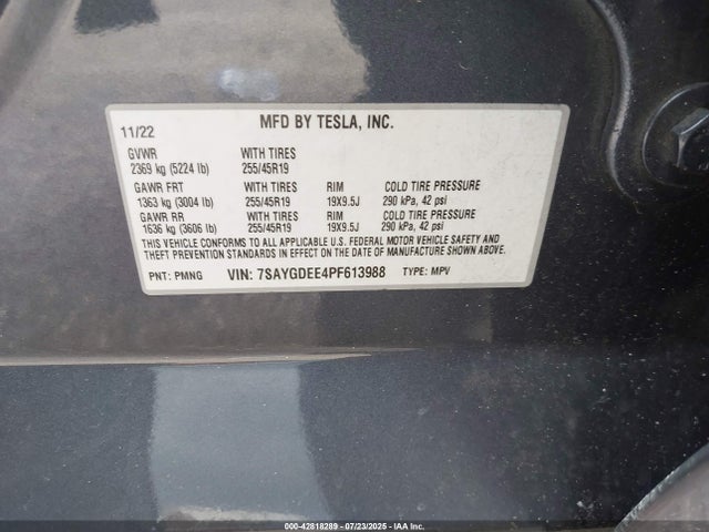 2023 TESLA MODEL Y 7SAYGDEE4PF613988 Photo 8