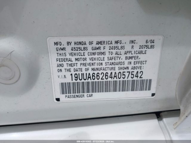 2004 ACURA TL 19UUA66264A057542 Photo 8