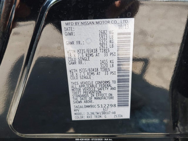 Infiniti 2014 2014 5N1AL0MM9EC512298 Image 9