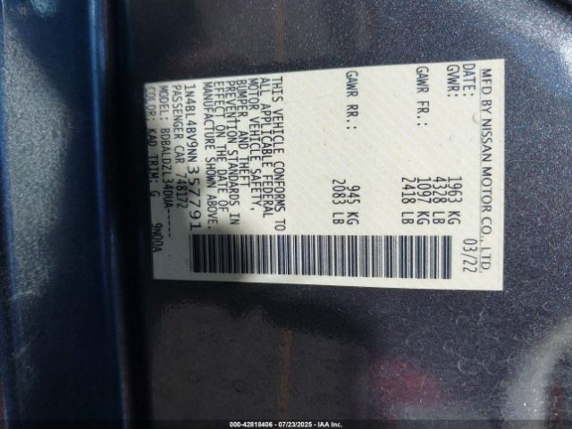 2022 NISSAN ALTIMA 1N4BL4BV9NN357791 Photo 8