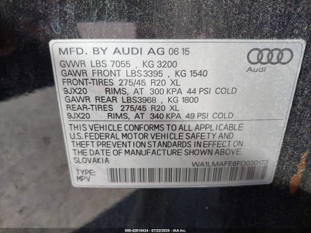 2015 AUDI Q7 WA1LMAFE6FD030173 Photo 8