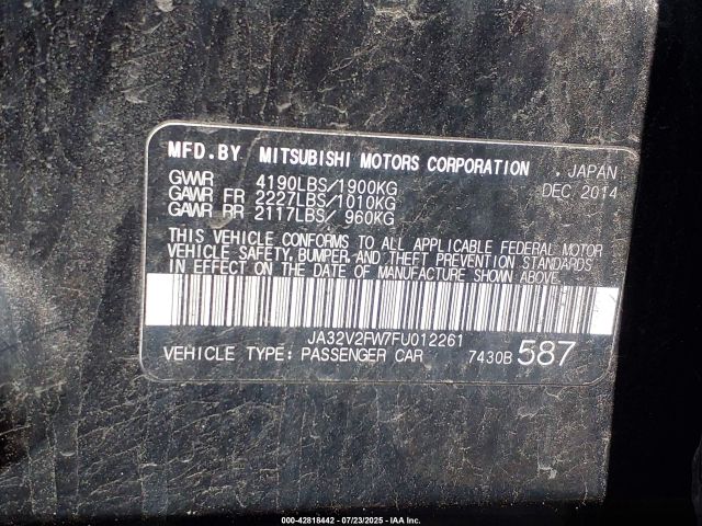 2015 MITSUBISHI LANCER JA32V2FW7FU012261 Photo 8