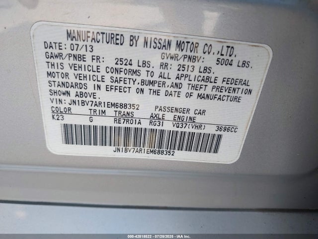 Infiniti Q50 2014 JN1BV7AR1EM688352 Image 9