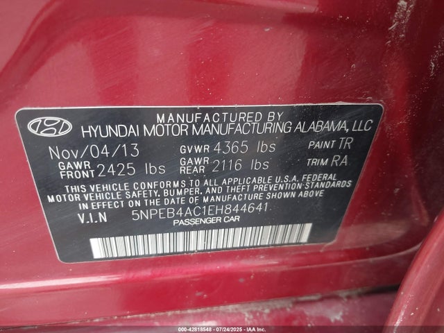 Hyundai SONATA GLS 2014 5NPEB4AC1EH844641 Image 9