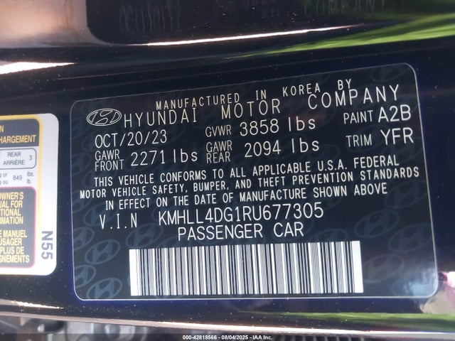 KMHLL4DG1RU677305 Hyundai mpi nu pe